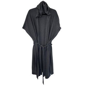 Athleta 100% Wool Daydream Knit Wrap Sweater Hooded One Size Gray Casual Warm